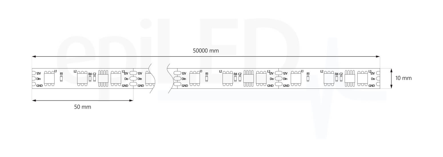 LED pásek DigiStrip-60 rozměry
