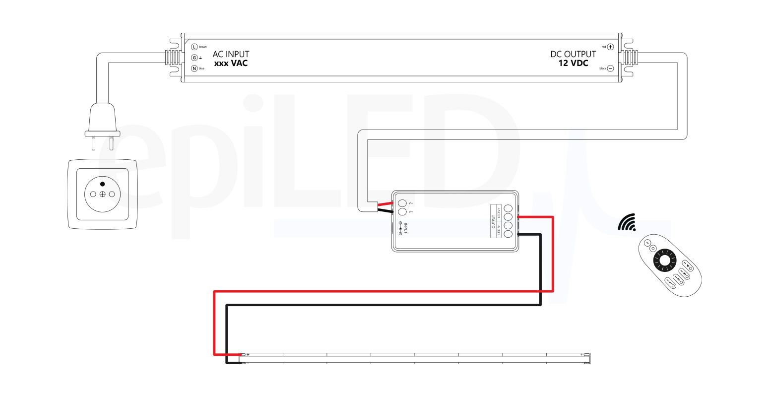 LED-Streifen COB-384 Verkabelungsdiagramm