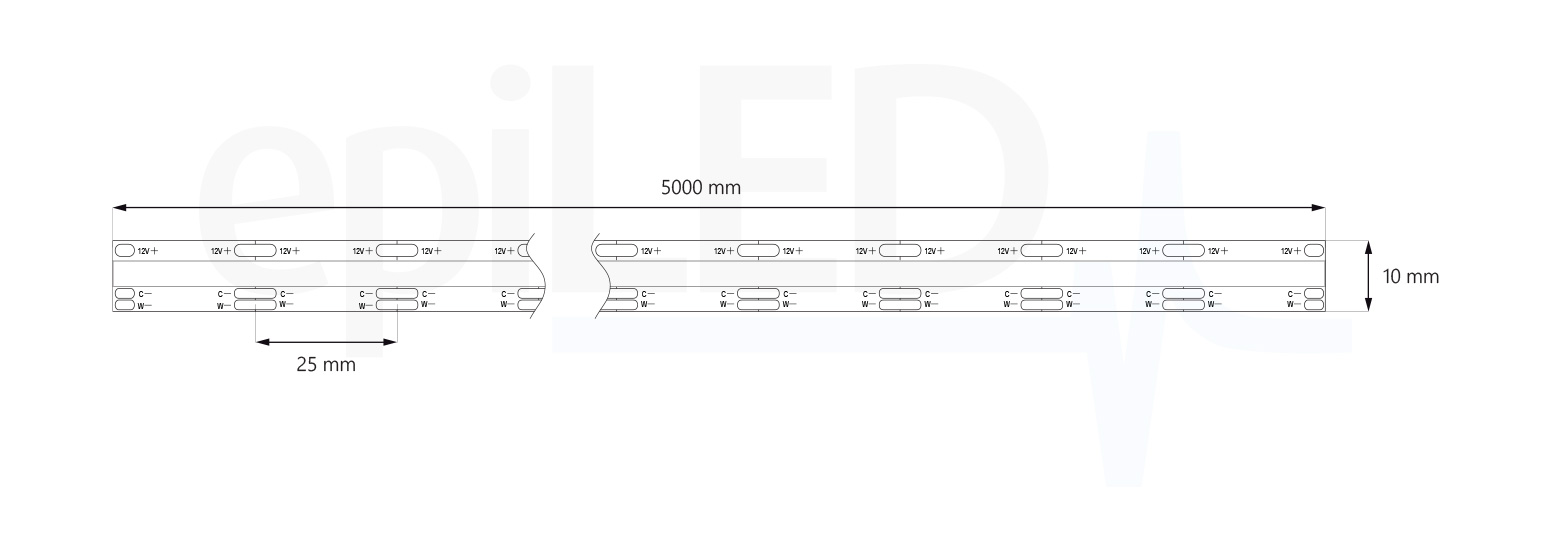 LED Strip COB-304-CCT dimensions