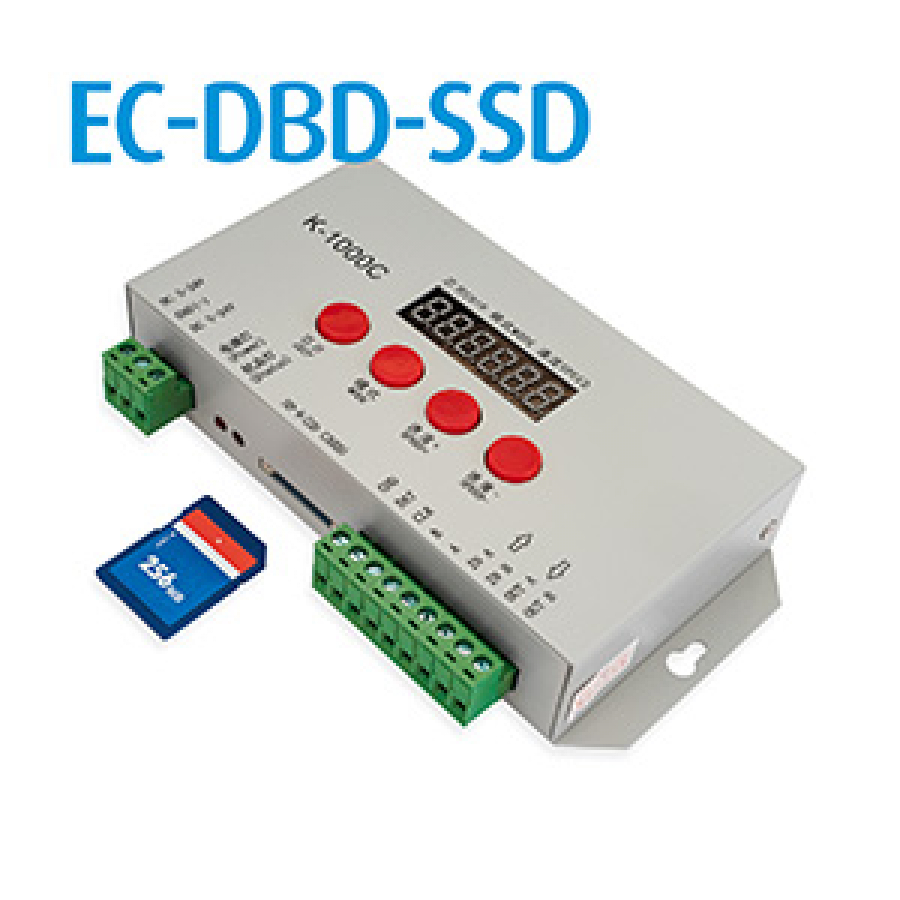 Vezérlő RGB DBD (pontról-pontra) LED szalagokhoz SD kártyával EC-DBD-SSD